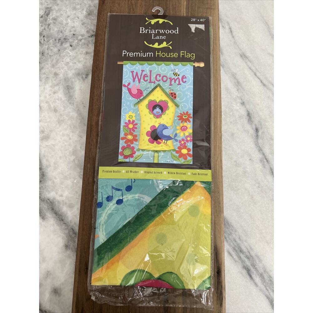 Welcome Bird House Floral Garden Flag 28" x 40" Briarwood‎ Lane New In Bag
